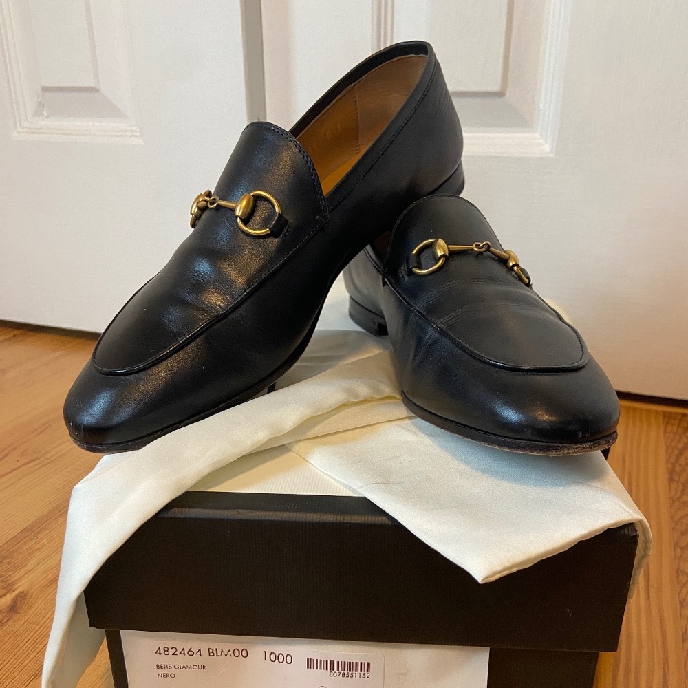 Gucci Jordaan Black Leather Loafers